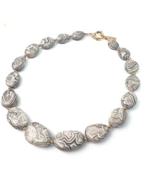 AAA Quality Grey Banded Jasper Nugget Necklace