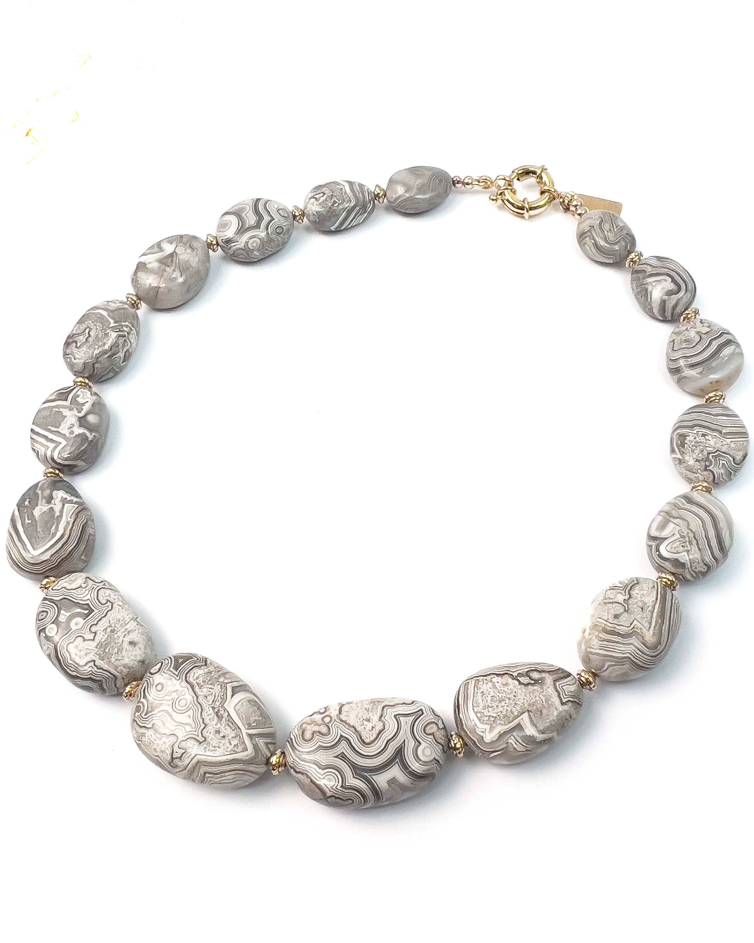 AAA Quality Grey Banded Jasper Nugget Necklace