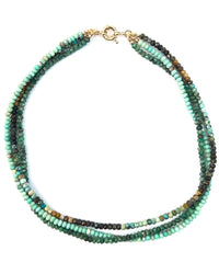 Triple Strand Brazilian Emerald, Turquoise, Amazonite Necklace