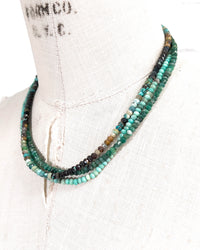 Triple Strand Brazilian Emerald, Turquoise, Amazonite Necklace