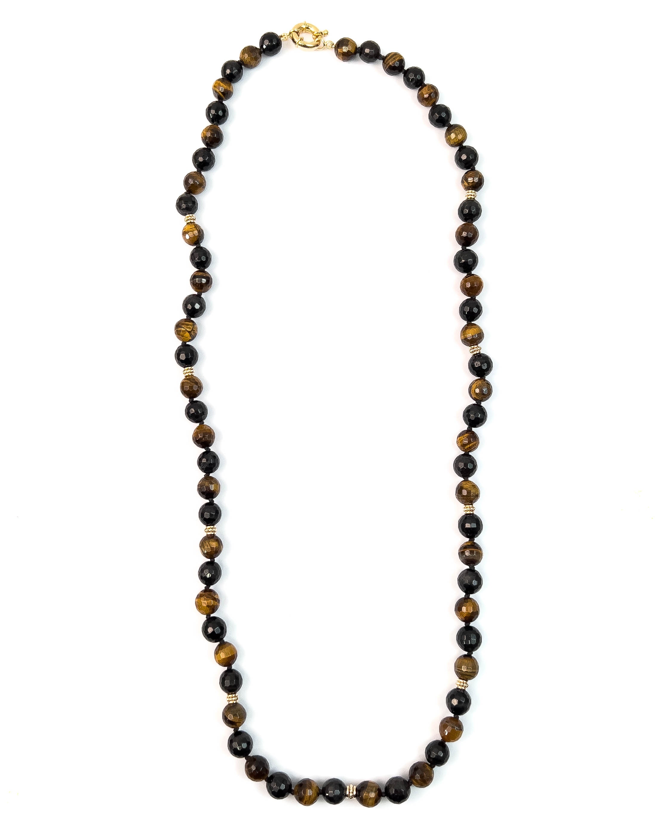 Black Tiger's Eye Knotted Strand Necklace