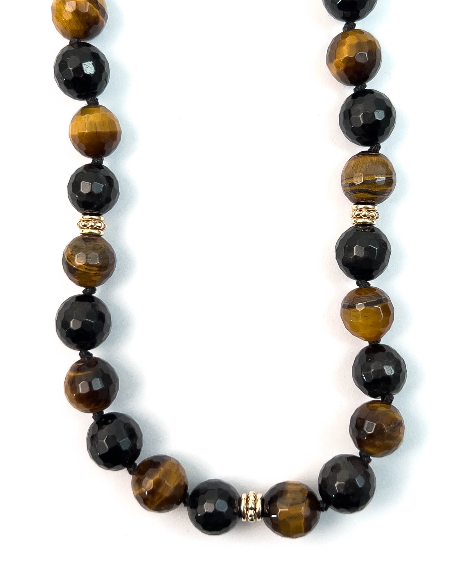 Black Tiger's Eye Knotted Strand Necklace