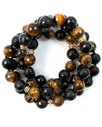 Black Tiger's Eye Knotted Strand Necklace