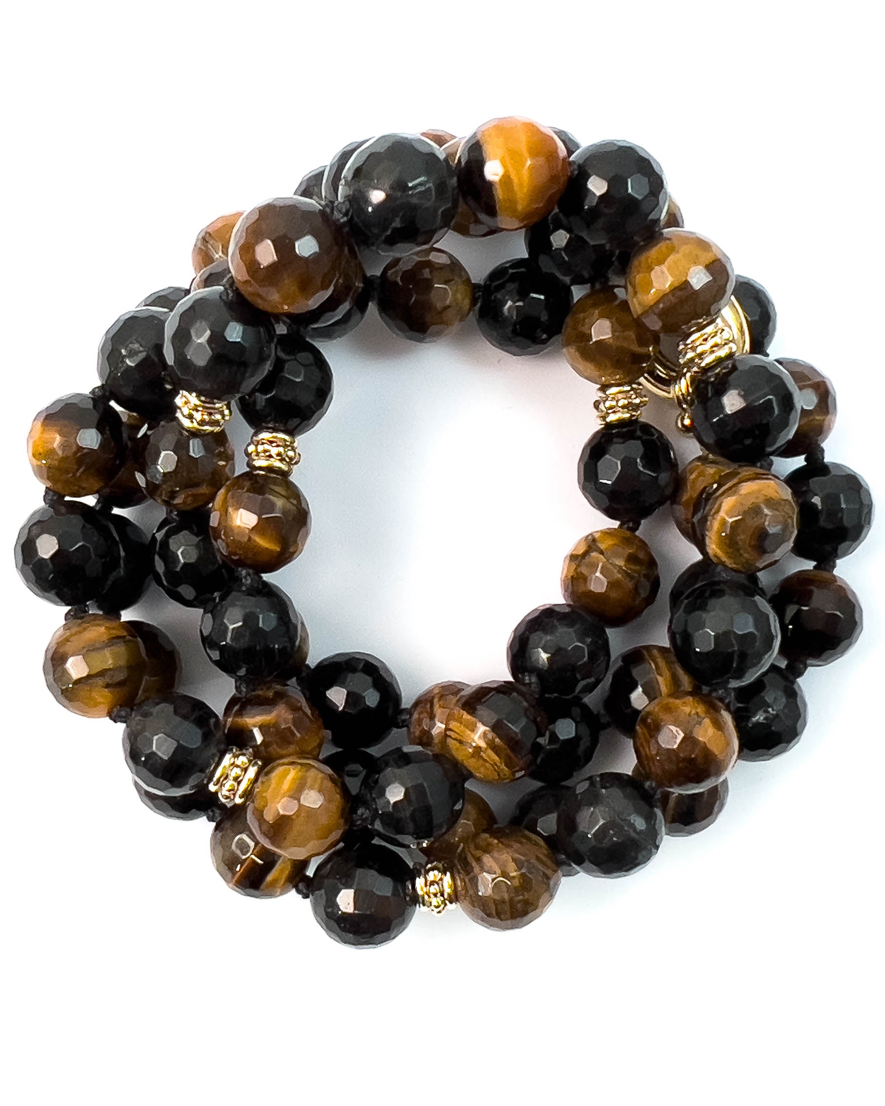 Black Tiger's Eye Knotted Strand Necklace
