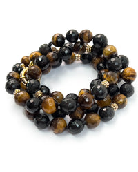 Black Tiger's Eye Knotted Strand Necklace