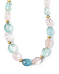 Morganite and Aquamarine Beryl Strand Necklace