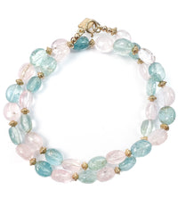 Morganite and Aquamarine Beryl Strand Necklace