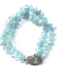 Diamond Clasp & Hand-Knotted Aquamarine Necklace