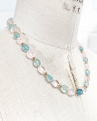 Morganite and Aquamarine Beryl Strand Necklace