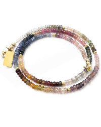 14k Gold Multi-Color Sapphire Strand Necklace