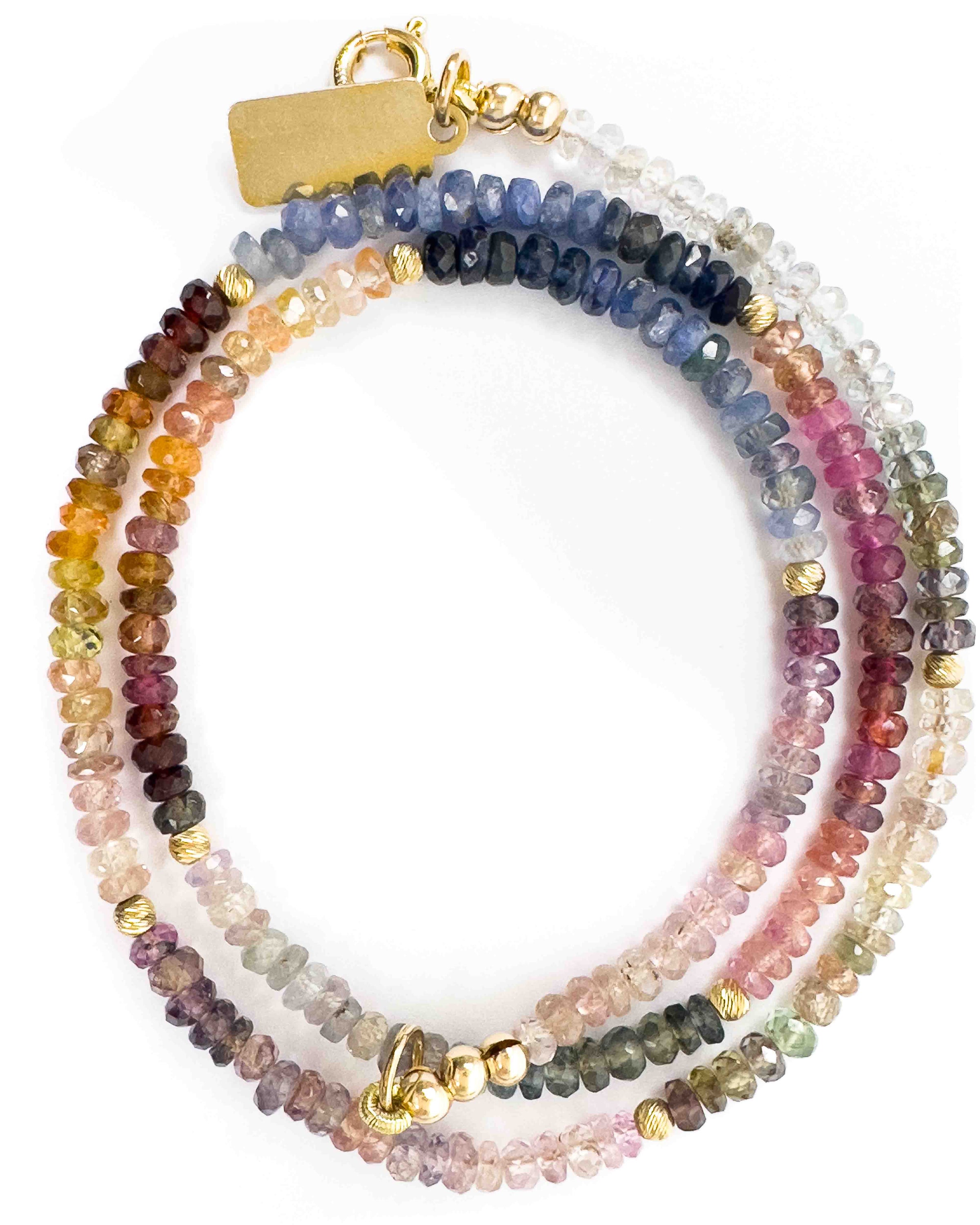 14k Gold Multi-Color Sapphire Strand Necklace