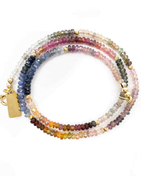 14k Gold Multi-Color Sapphire Strand Necklace