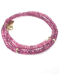 14k Gold Natural Graduated Pink Ruby Necklace