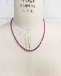 14k Gold Natural Graduated Pink Ruby Necklace