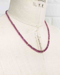 14k Gold Natural Graduated Pink Ruby Necklace
