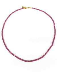 14k Gold Natural Graduated Pink Ruby Necklace
