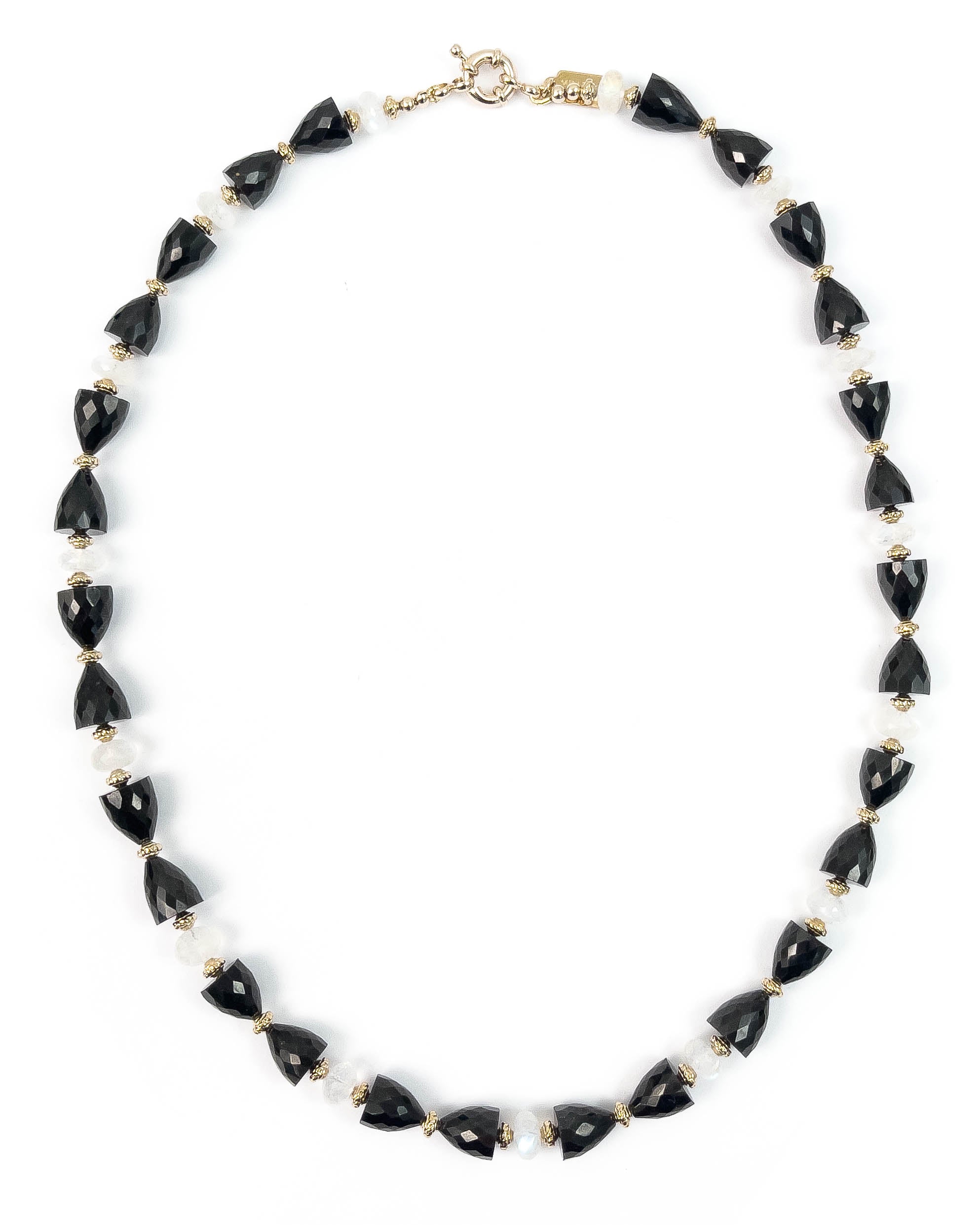 Black Spinel and Moonstone Strand Necklace