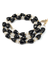 Black Spinel and Moonstone Strand Necklace