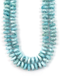 Hand-Knotted Natural Larimar Double or Triple Wrap Strand Necklace