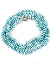 Hand-Knotted Natural Larimar Double or Triple Wrap Strand Necklace