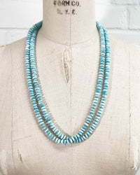 Hand-Knotted Natural Larimar Double or Triple Wrap Strand Necklace