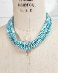 Hand-Knotted Natural Larimar Double or Triple Wrap Strand Necklace