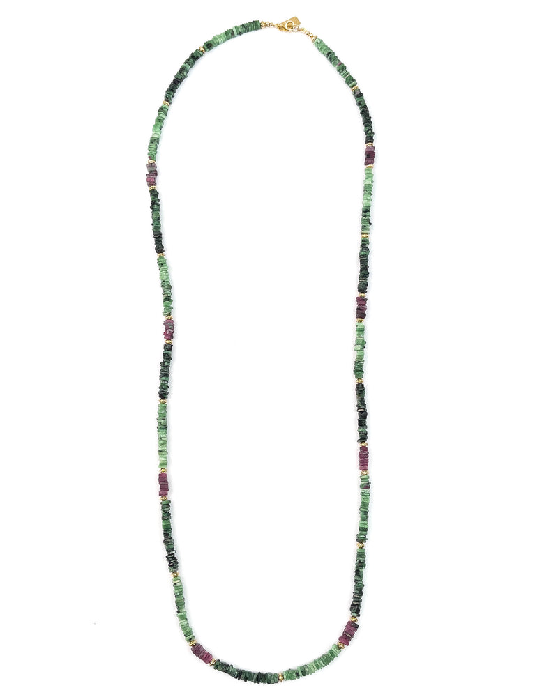 Ruby in Zoisite Long Strand Double Wrap Necklace