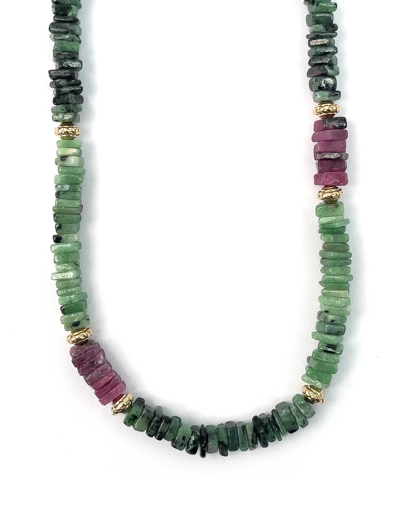 Ruby in Zoisite Long Strand Double Wrap Necklace