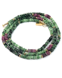 Ruby in Zoisite Long Strand Double Wrap Necklace