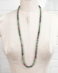 Ruby in Zoisite Long Strand Double Wrap Necklace