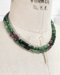 Ruby in Zoisite Long Strand Double Wrap Necklace