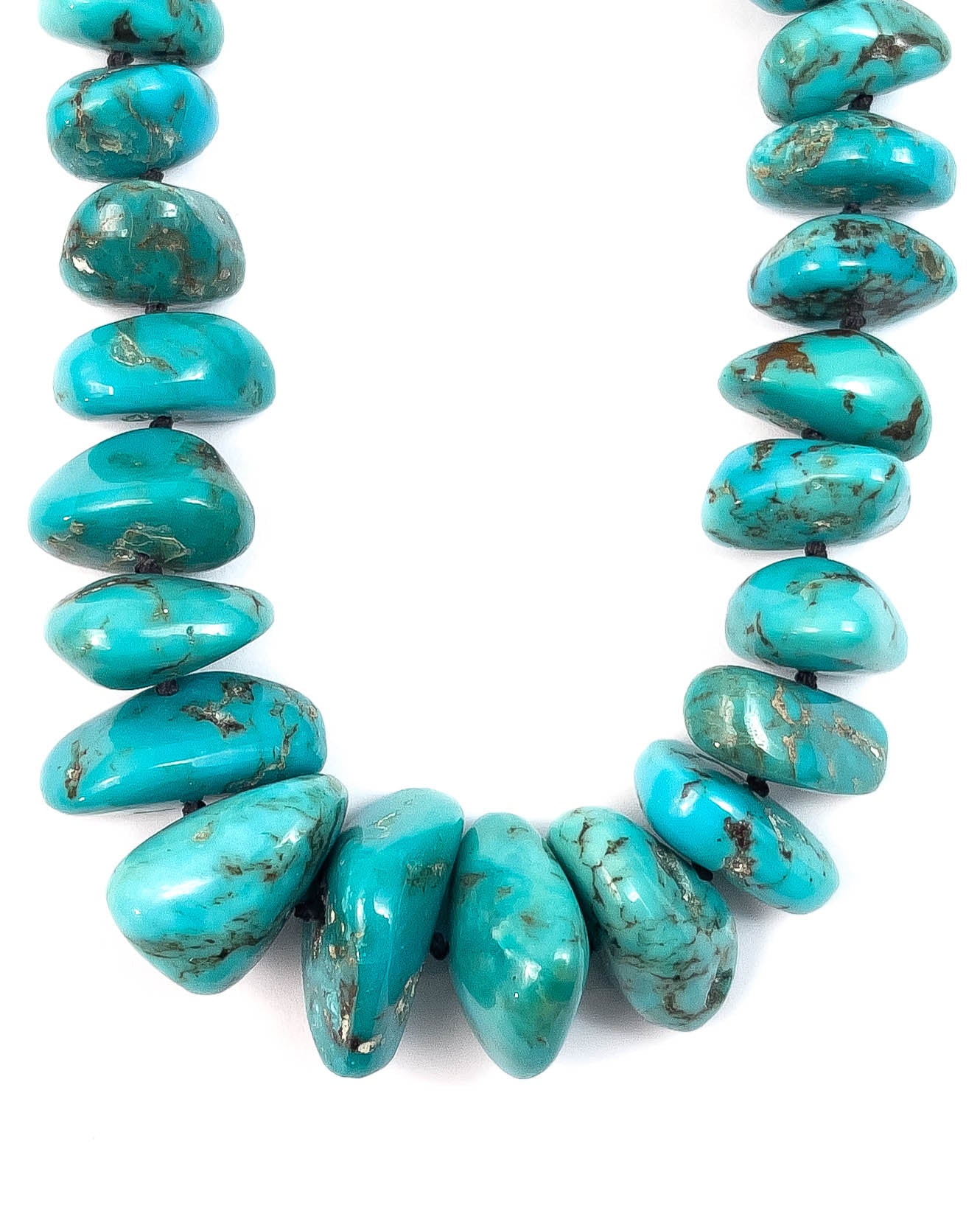 Natural Arizona Sleeping Beauty Turquoise Nugget Hand-Knotted Necklace