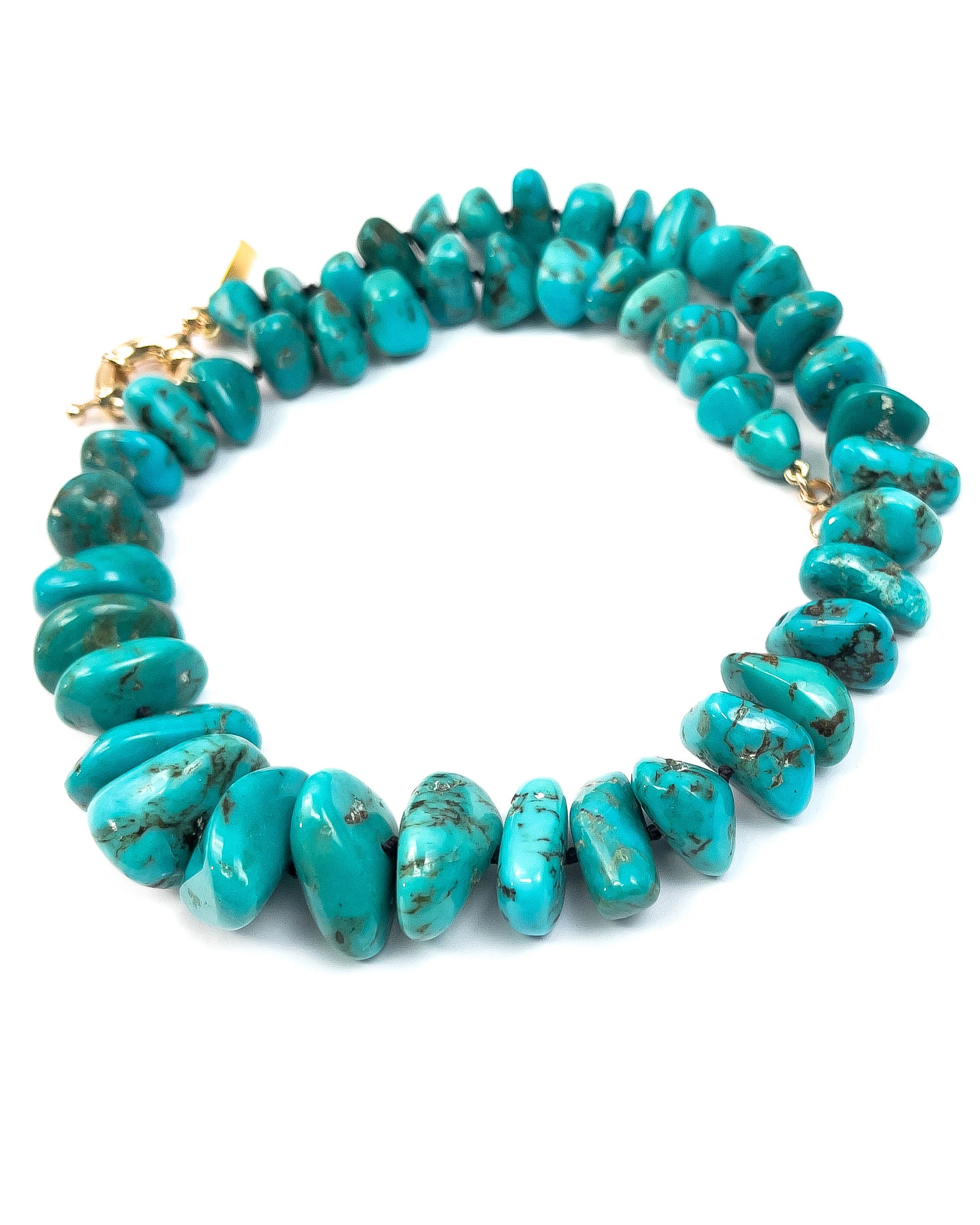Natural Arizona Sleeping Beauty Turquoise Nugget Hand-Knotted Necklace