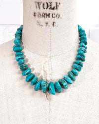 Natural Arizona Sleeping Beauty Turquoise Nugget Hand-Knotted Necklace
