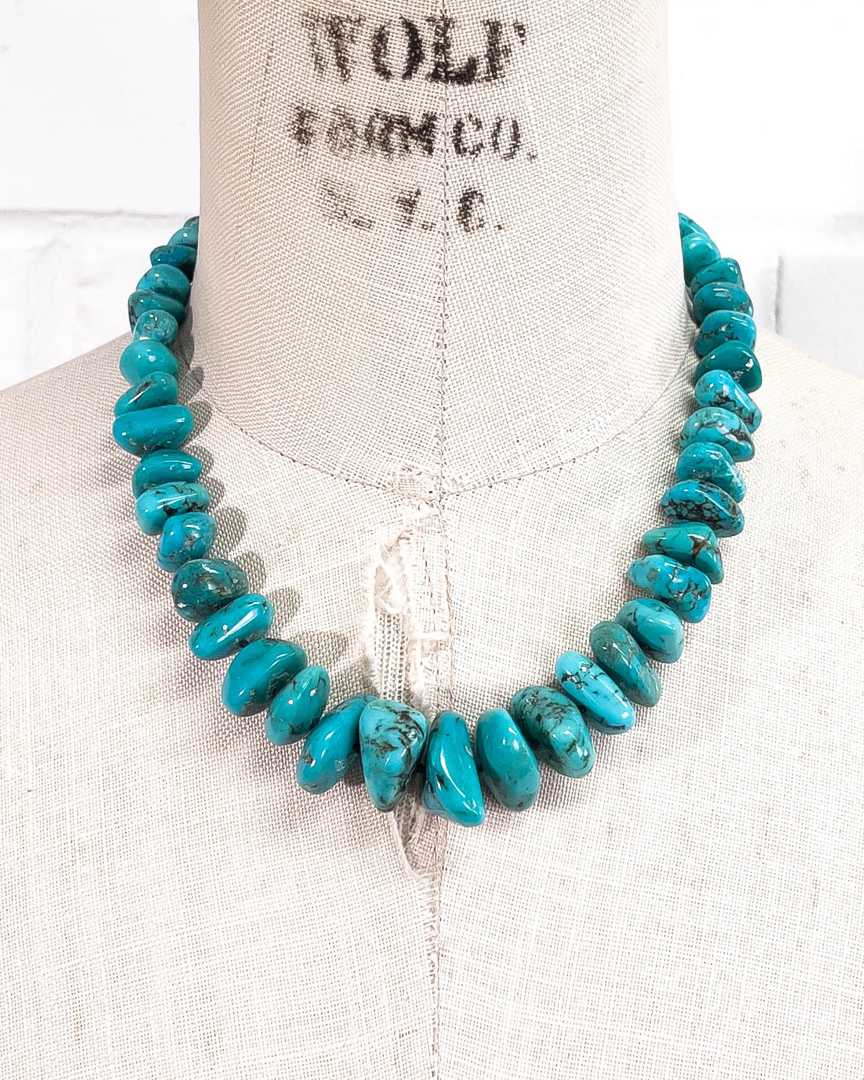 Natural Arizona Sleeping Beauty Turquoise Nugget Hand-Knotted Necklace
