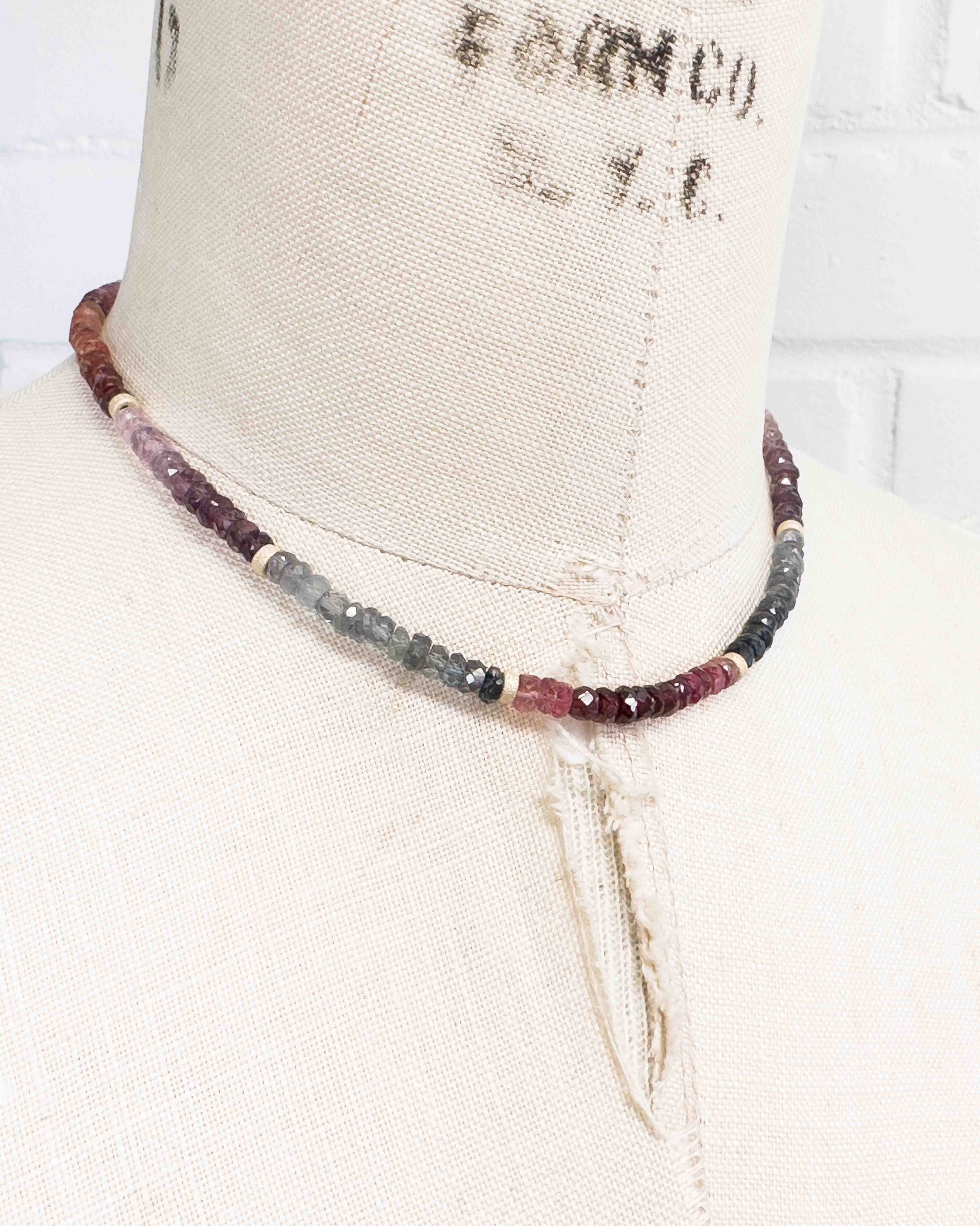 14k Gold Filled Multi Colored Spinel Strand Necklace