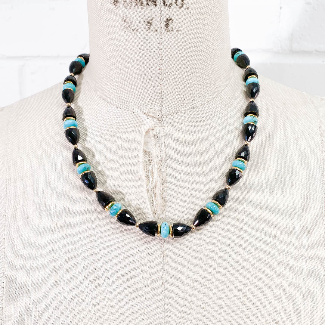 Black Spinel & Arizona Sleeping Beauty Turquoise Necklace