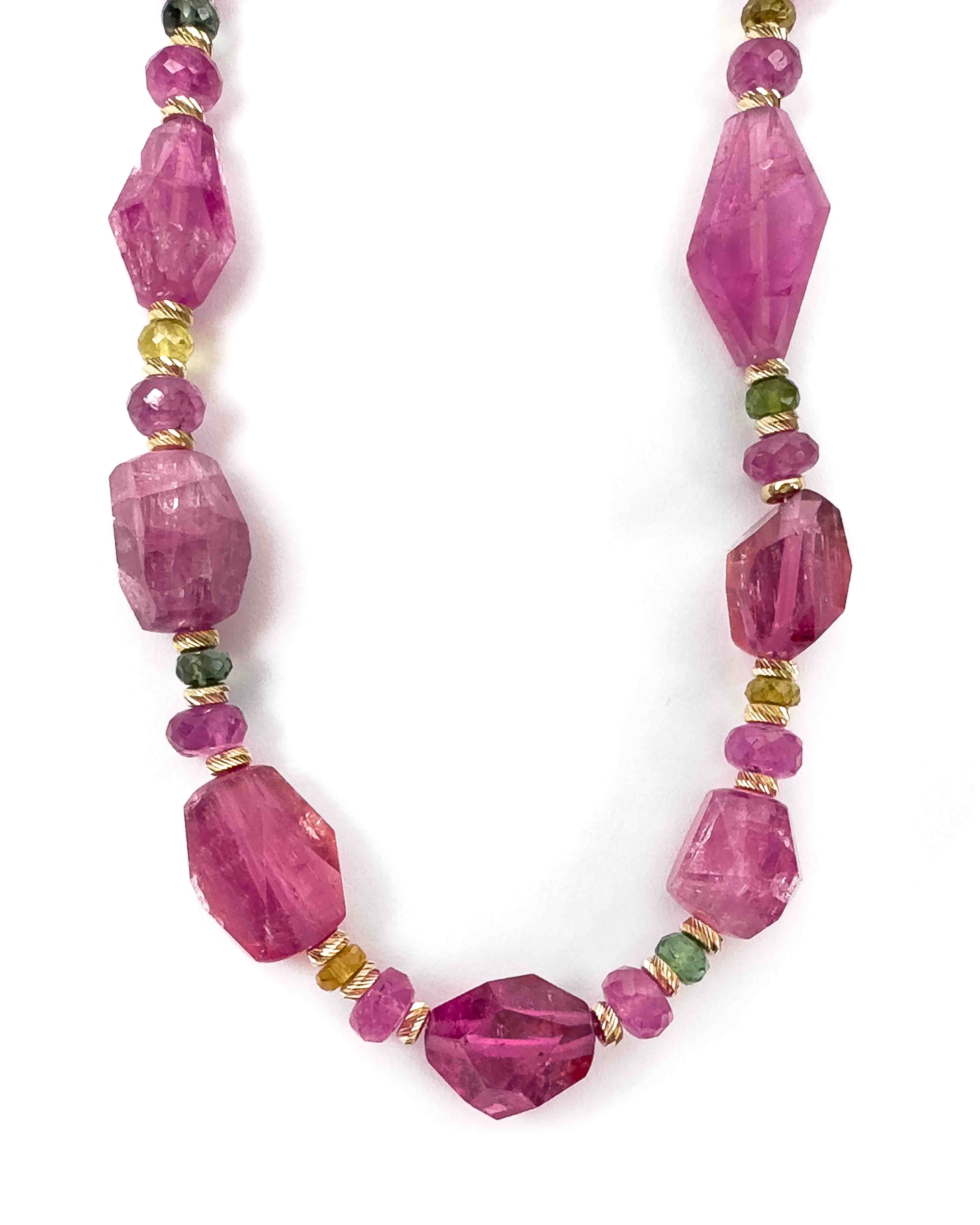 14k Natural Pink Rubellite Tourmaline Nugget, Pink Sapphire