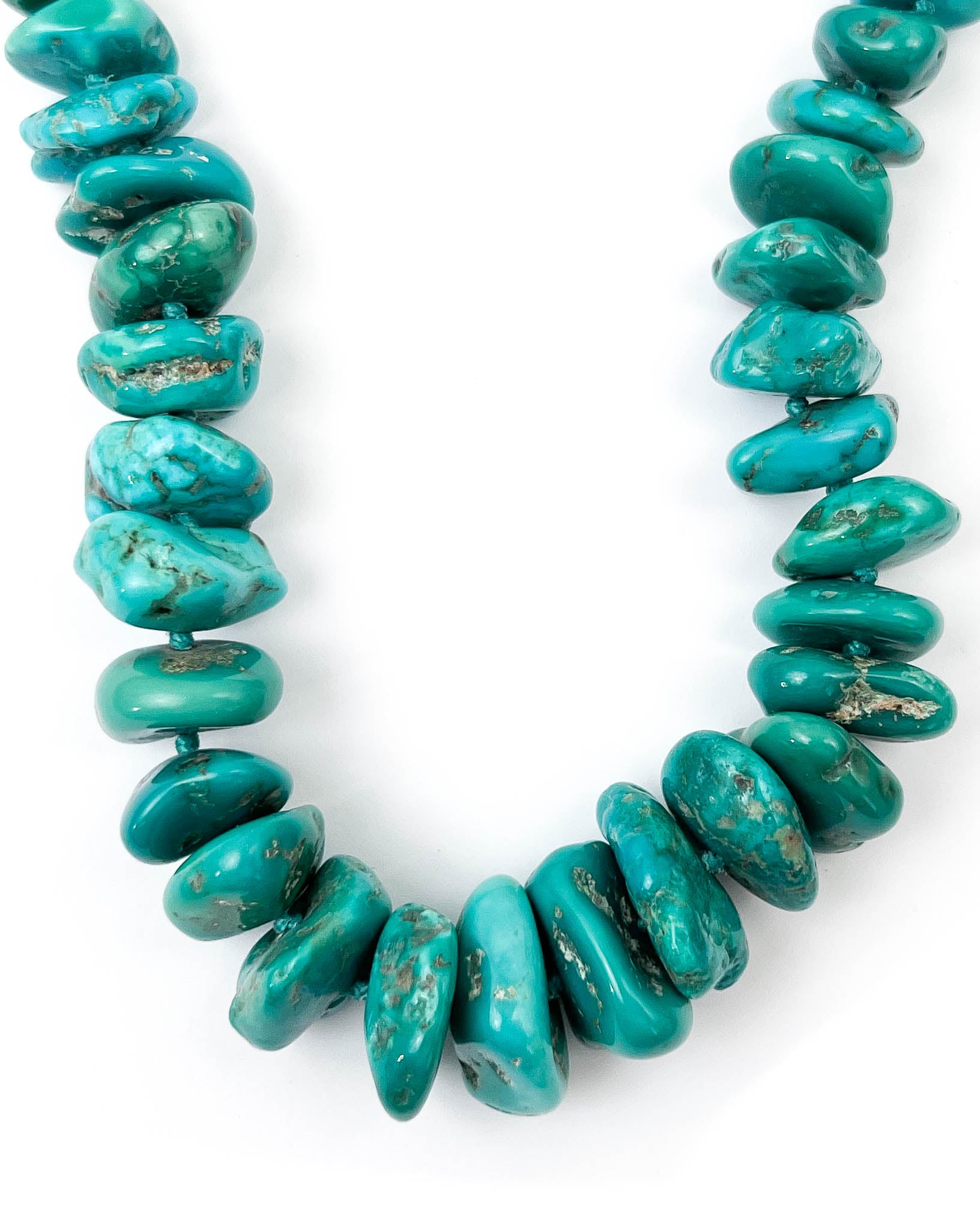 Arizona Sleeping Beauty Turquoise Nugget Hand-Knotted Necklace