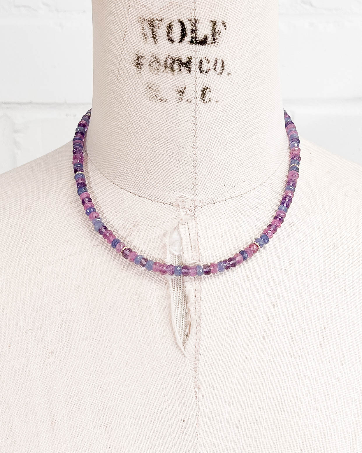 Tanzanite, Pink Sapphire, & Amethyst Gemstone Strand Necklace