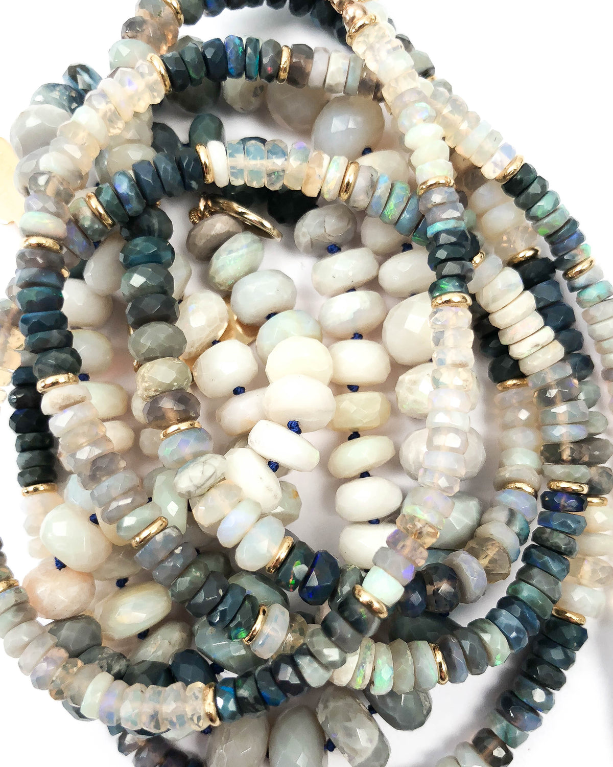 Black Blue White Australian Opal Necklaces