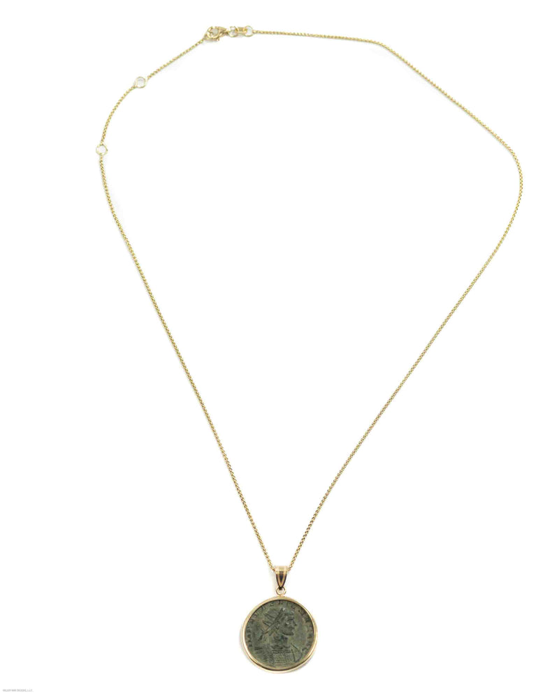 10k Gold Genuine Ancient Roman Coin Necklace (Aurelian; 270-275 A.D.)