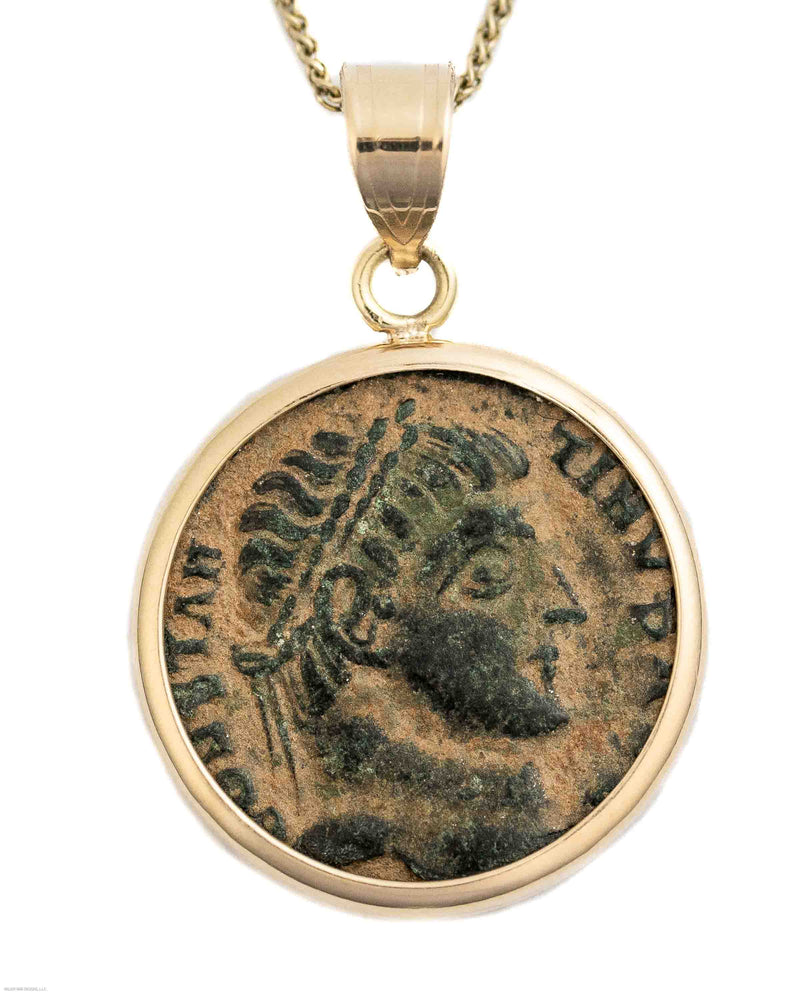 10k Gold Genuine Ancient Roman Coin Necklace (Constantine the Great; 306-337 A.D.)