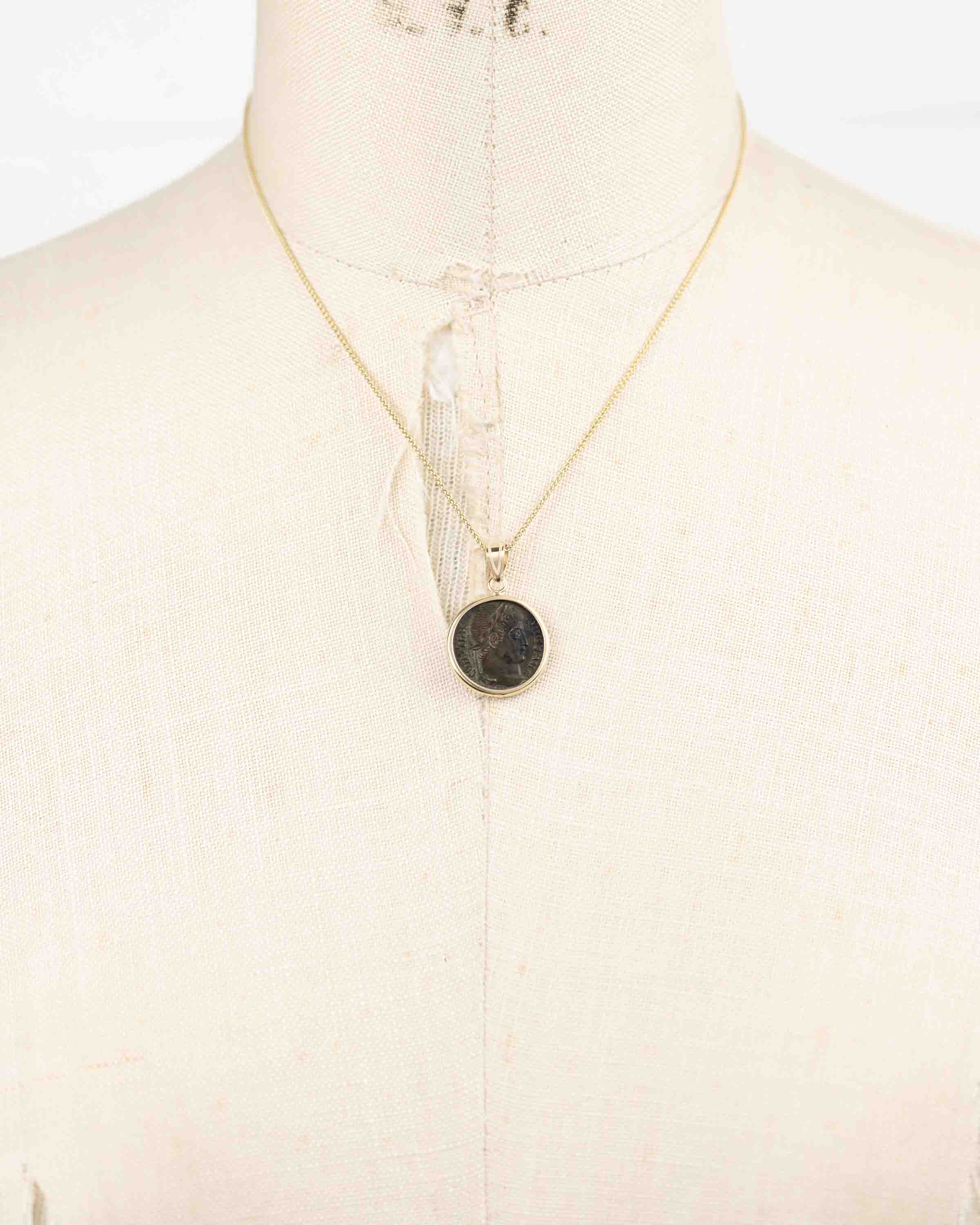 10k Gold Genuine Ancient Roman Coin Necklace (Constantine the Great; 306-337 A.D.)