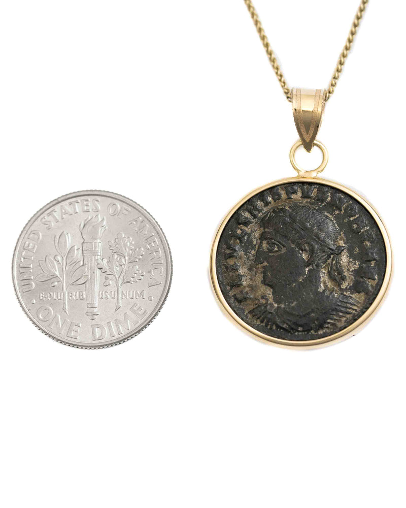 10k Gold Genuine Ancient Roman Coin Necklace (Crispus; 316-326 A.D.)