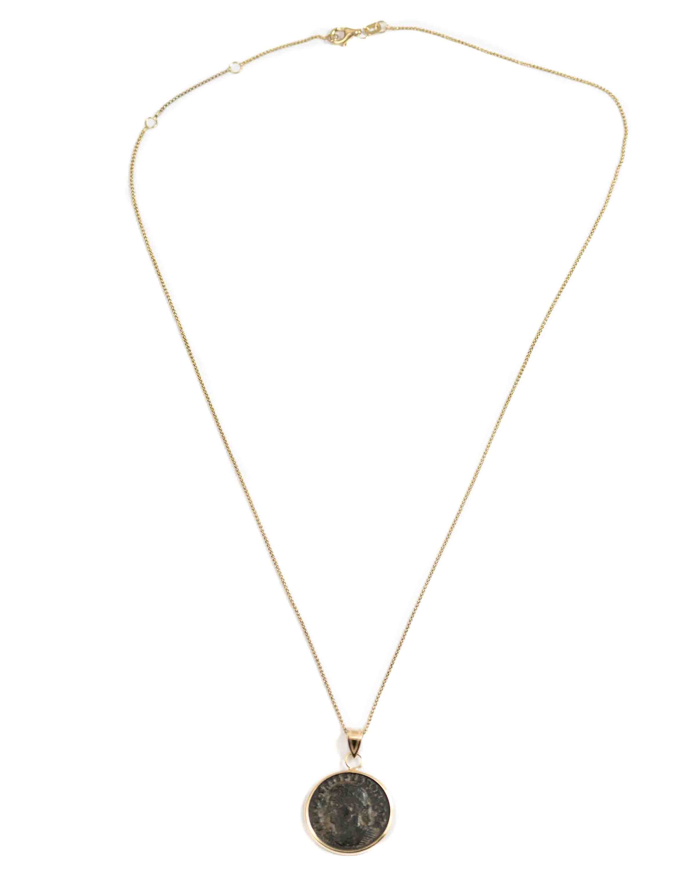 10k Gold Genuine Ancient Roman Coin Necklace (Crispus; 316-326 A.D.)