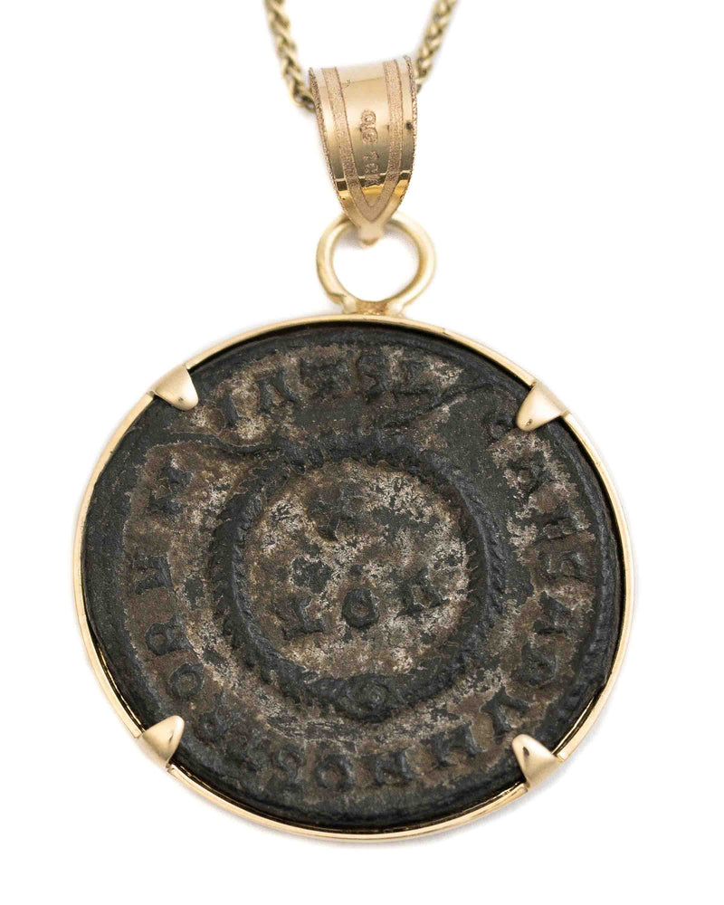 10k Gold Genuine Ancient Roman Coin Necklace (Crispus; 316-326 A.D.)