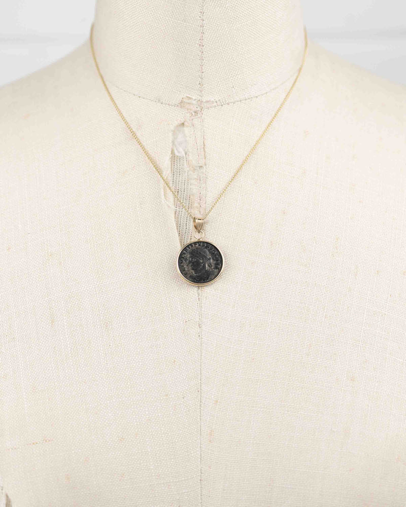 10k Gold Genuine Ancient Roman Coin Necklace (Crispus; 316-326 A.D.)