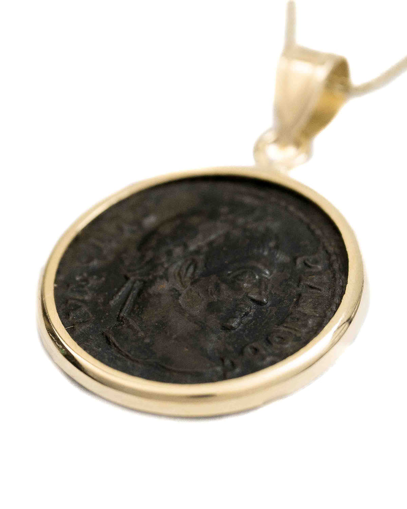 10k Gold Genuine Ancient Roman Coin Necklace (Crispus; 316-326 A.D.)