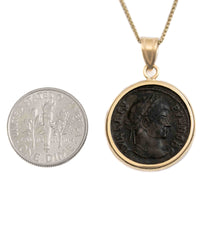 10k Gold Genuine Ancient Roman Coin Necklace (Crispus; 316-326 A.D.)